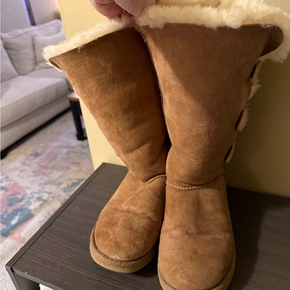 UGG Tan Shearling-Lined Winter Boots